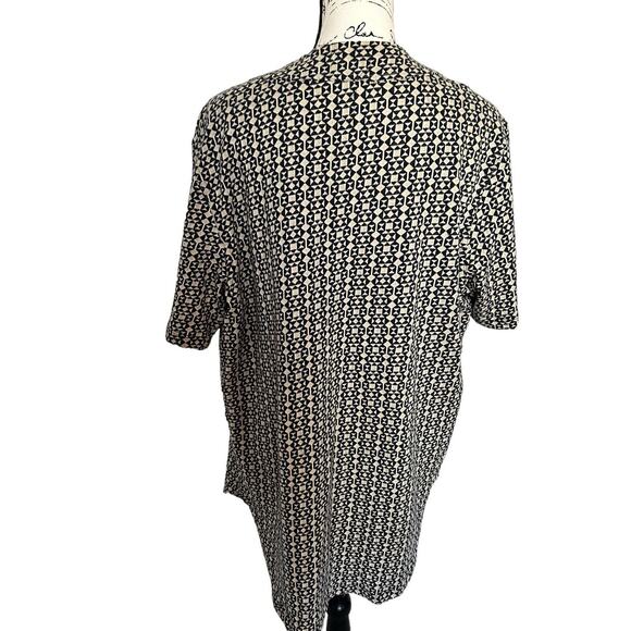 Vintage‎ Woolrich Mens Cardigan Open Size M Navy Blue And Cream Geometric - Picture 3 of 14